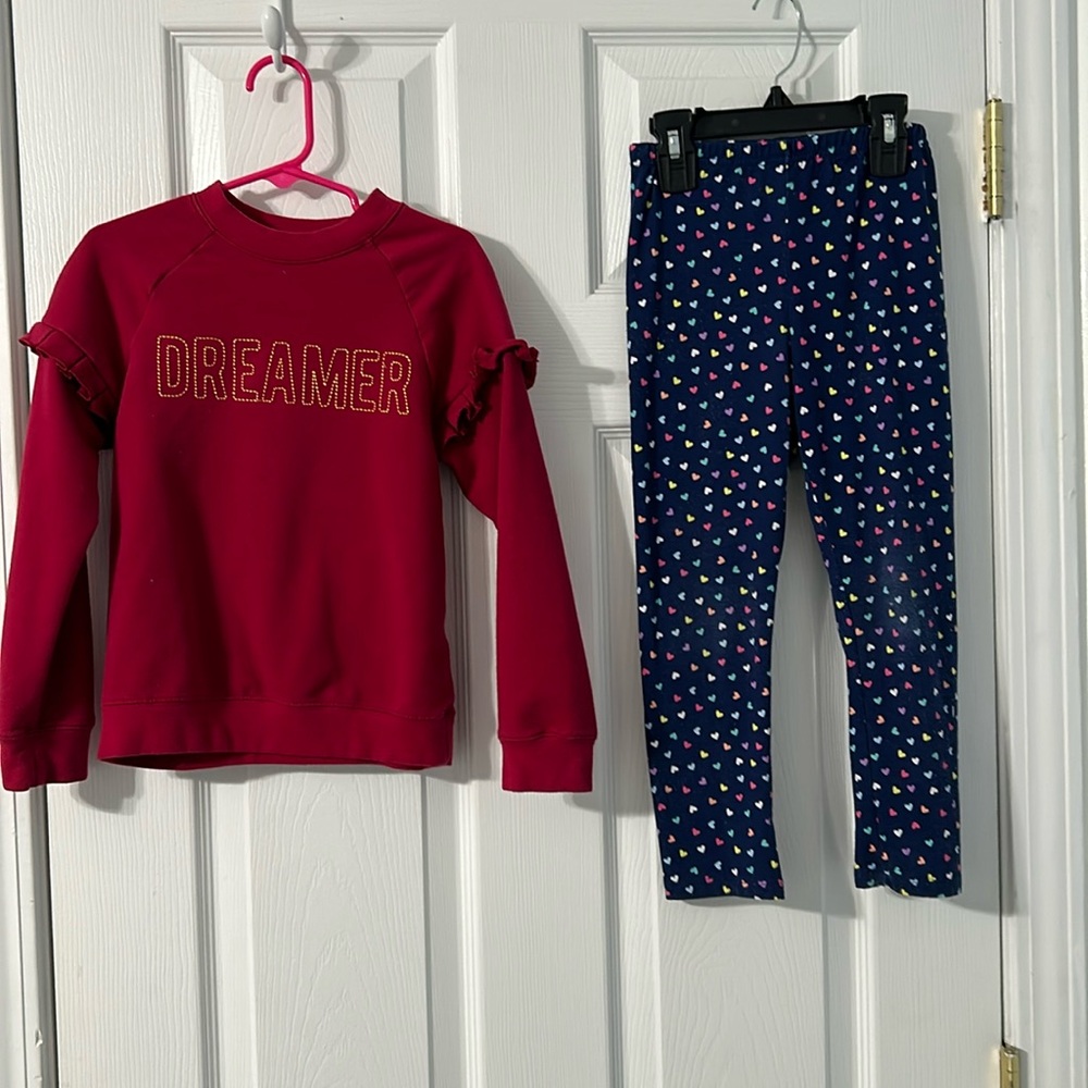 Size 5T pants from Disney and a size 5T sweatshirt from wonder nation